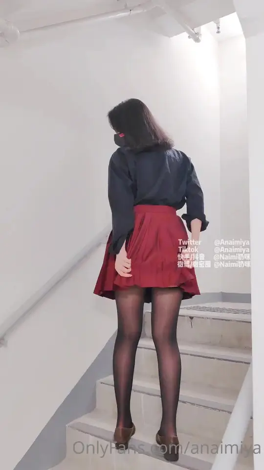 Masked Stairwell Flash in Miniskirt