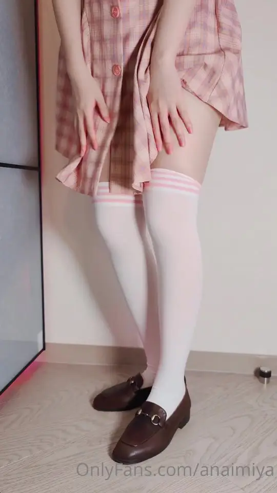 Pink Plaid Uniform Thigh High Tease