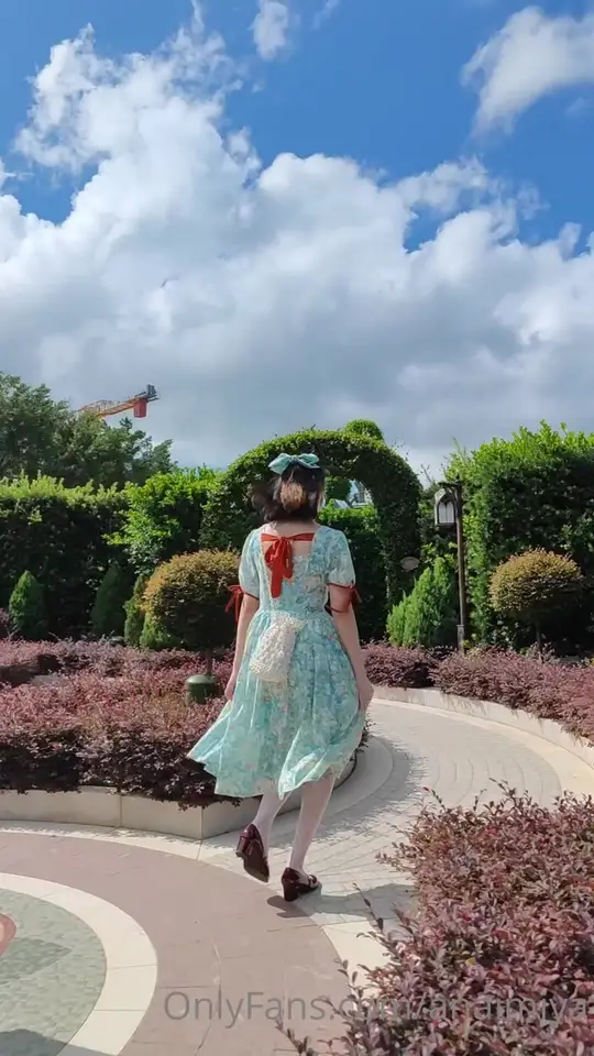 Masked Princess Walks Sunny Garden Paths